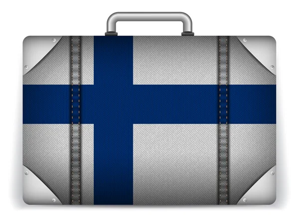 Finland Travel Luggage with Flag for Vacation — Stock Vector