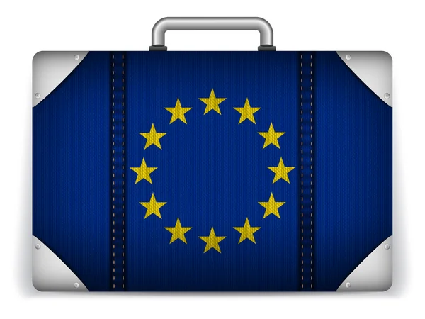 Ευρώπη ταξιδιού αποσκευών με σημαία για διακοπές — Διανυσματικό Αρχείο