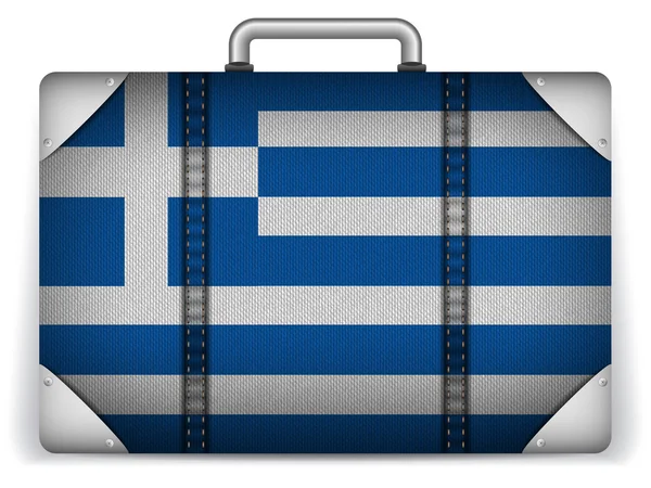 ग्रीस छुट्टी के लिए ध्वज के साथ यात्रा सामान — स्टॉक वेक्टर