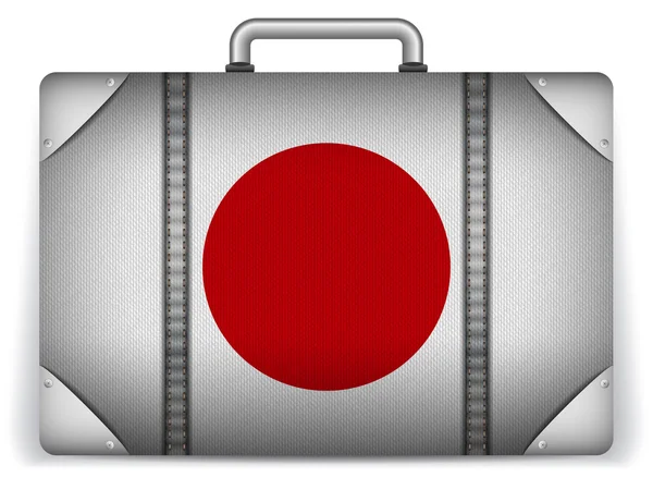 Japan Travel Luggage with Flag for Vacation — Stock Vector
