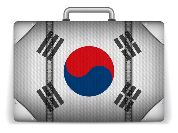 Corea del Sur Equipaje de viaje con bandera para vacaciones — Archivo Imágenes Vectoriales