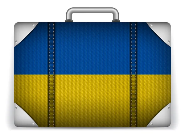 Ukraine Travel Luggage with Flag for Vacation — Stock Vector