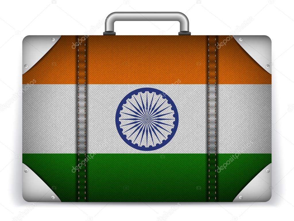 India Travel Luggage with Flag for Vacation