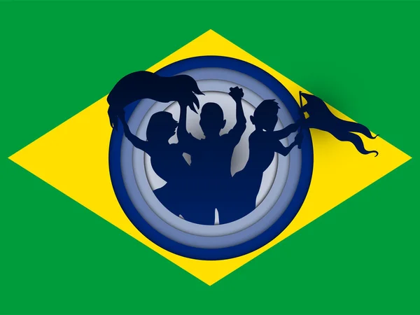 Bandeira do Brasil com Futebol — Vetor de Stock