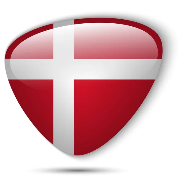 Dánsko lesklý tlačítko příznak — Stockový vektor