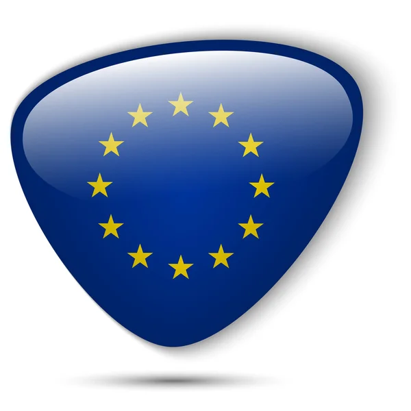 Európai zászló fényes gomb — Stock Vector