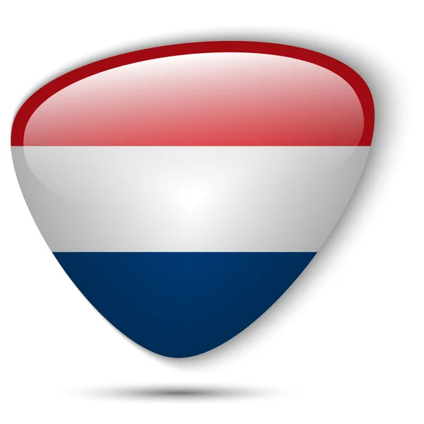 Bandeira da Holanda Botão lustroso — Vetor de Stock