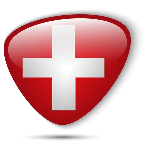 Switzerland Flag Glossy Button — Stock Vector