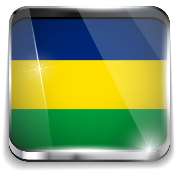 Brazilië vlag vierkante knop — Stockvector