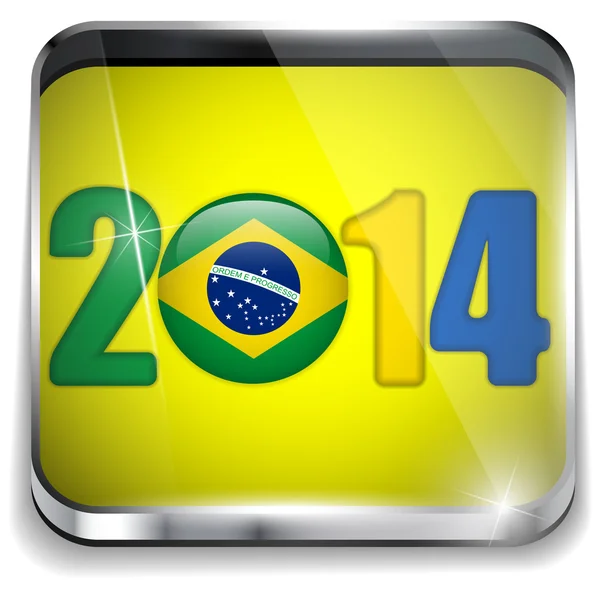 Brasilien 2014 Fußball mit brasilianischer Flagge — Stockvektor