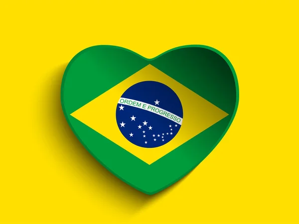 Coração com bandeira brasileira — Vetor de Stock