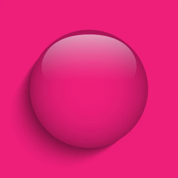 Pink Glass Circle Button Icon — Stock Vector