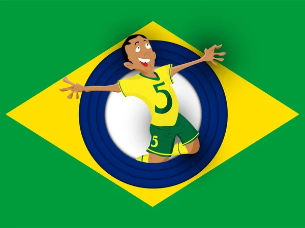 Jugador de fútbol de Brasil con uniforme — Vector de stock