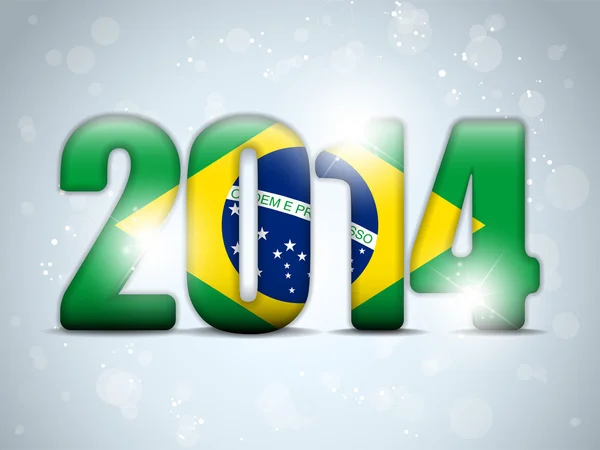 Brasil 2014 Fútbol con Bandera de Brasil — Vector de stock