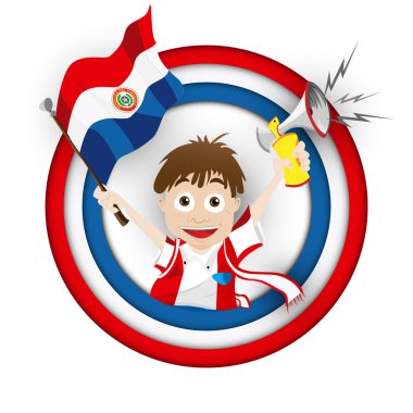 Paraguay futbol fan bayrak karikatür