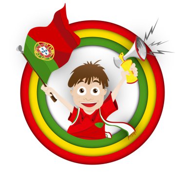 Portekiz futbol fan bayrak karikatür