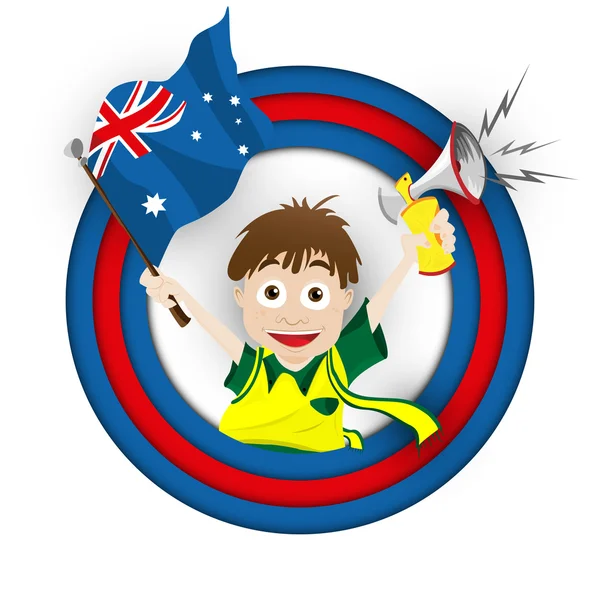 Australia fútbol abanico bandera dibujos animados — Vector de stock