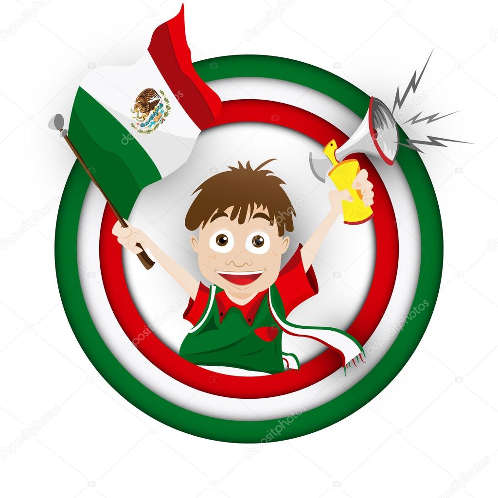 México Fútbol abanico bandera de dibujos animados ...