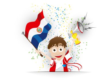 Paraguay futbol fan bayrak karikatür
