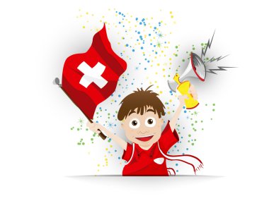 İsviçre futbol fan bayrak karikatür