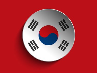 Flag Paper Circle Shadow Button South Korea clipart