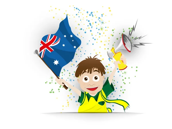 Austrália Futebol Ventilador Bandeira Cartoon —  Vetores de Stock