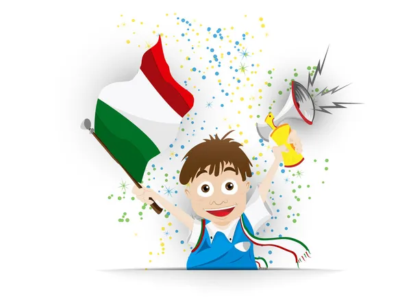 Itália Futebol Ventilador Bandeira Cartoon — Vetor de Stock