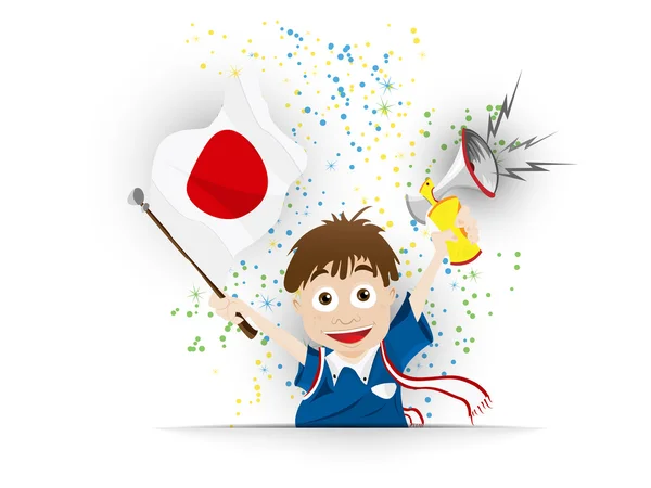 Ventilador de fútbol de Japón bandera de dibujos animados — Vector de stock