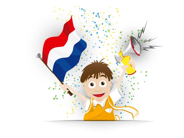 Hollanda futbol fan bayrak karikatür — Stok Vektör