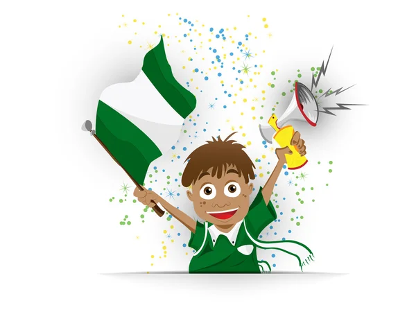 Nigeria Soccer Fan Flag Cartoon — Stock Vector