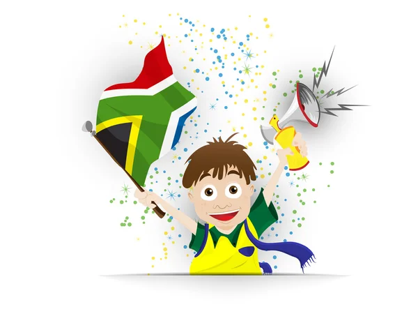 África do Sul Futebol Fan Flag Cartoon — Vetor de Stock