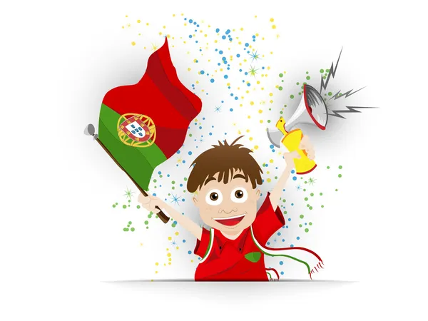 Dessin animé du drapeau de fan de football du Portugal — Image vectorielle