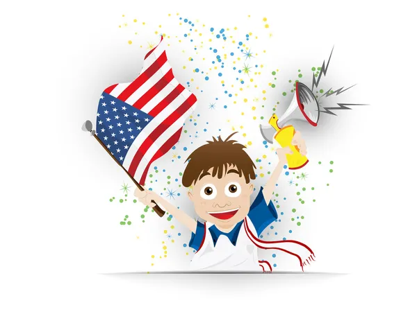 USA Soccer Fan Flag Cartoon — Stock vektor