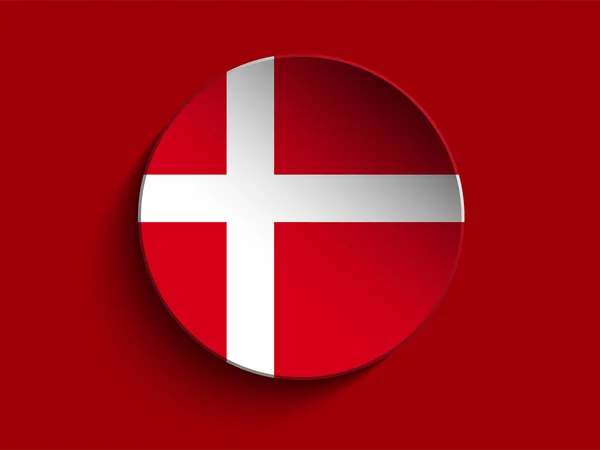 Flag Paper Circle Shadow Button Denmark — Stock Vector