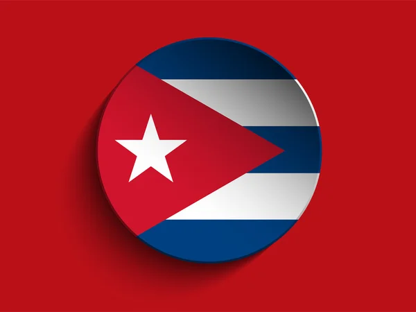 Flagga papper cirkeln skugga knapp Kuba — Stock vektor
