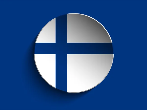 Vlag papier cirkel schaduw knop finland — Stockvector