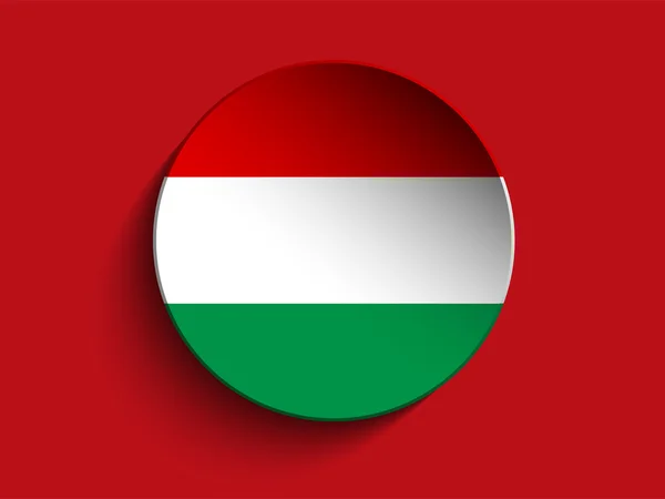 Flag Paper Circle Shadow Button Hungary — Stock Vector