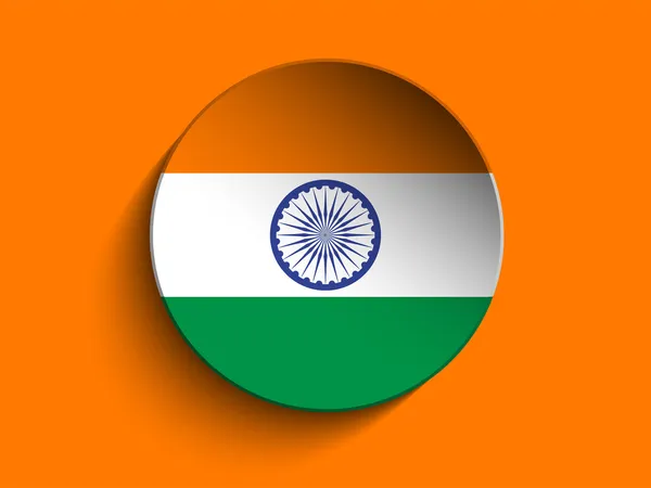 Flagga papper cirkeln skugga knapp Indien — Stock vektor