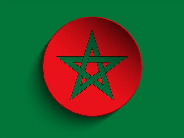 Flaga papieru koło cienia przycisk Maroko — Wektor stockowy