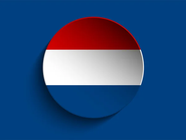 Flag Paper Circle Shadow Button Netherlands — Stock Vector