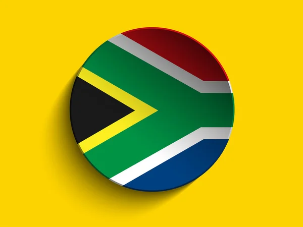 South Africa Flag Paper Circle Shadow Button — Stock Vector