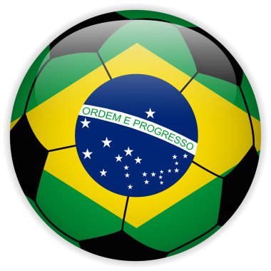 Futbol topu arka plan ile Brezilya bayrağı
