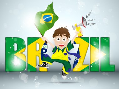 Brezilya spor meraklısı bayrak ve boynuz
