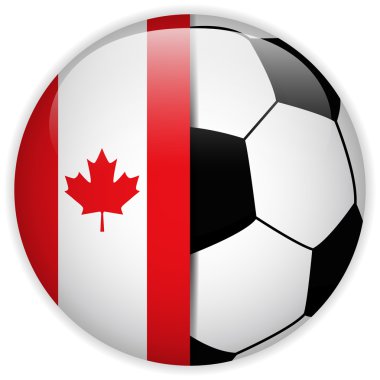 Futbol topu arka plan ile Kanada bayrağı