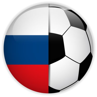 Futbol topu arka plan ile Rusya bayrağı