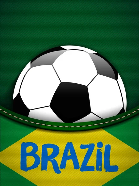 Brazil Flag with Soccer Ball Background — Stock Vector