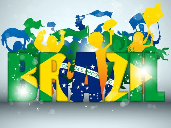Brasilianischer Sportfan mit Fahne und Hupe — Stockvektor
