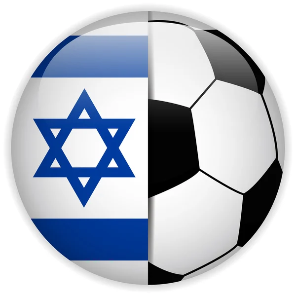 Israels flagga med fotboll boll bakgrund — Stock vektor