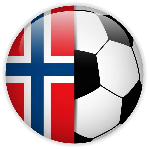 サッカー ボールの背景を持つノルウェーの旗 — ストックベクタ
