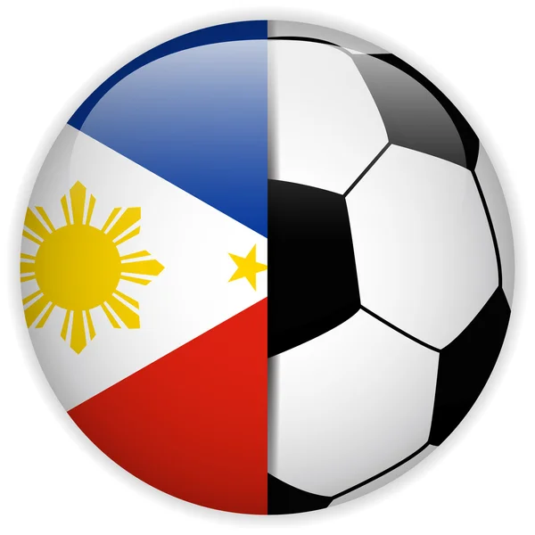 Bandera de Filipinas con fondo de pelota de fútbol — Vector de stock